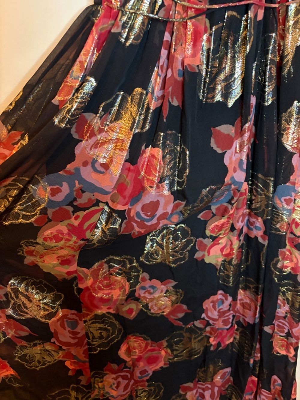 Free People “Shadows Silk Gown” – Black Floral Maxi Dress | Size 2 🌹✨ - Picture 10 of 11